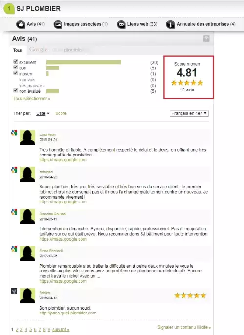 Témoignages-123Pages Capture d'écran de témoignages reçus sur 123Pages